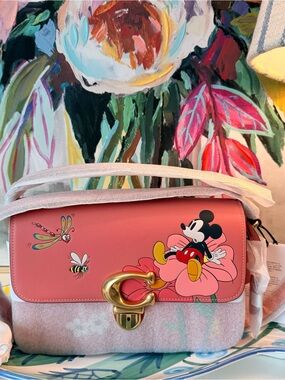 NWT Disney x Coach studio shoulder bag Mickey Mouse Flowers CH413 Rare